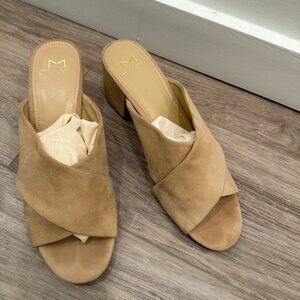 Marc Fisher Tan Suede Slides, Size 10